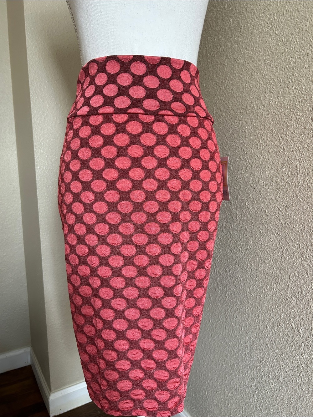 Retro Pinkish Red Polka Dot Pencil Skirt